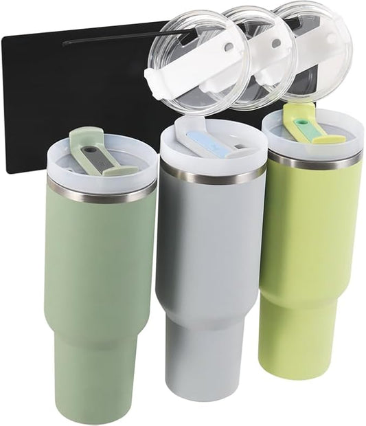 2 Pack Heavy Duty Magnetic Cup Holder for Stanley 40oz&30oz Tumblers - Space Saving Fridge Organizer with Integrated Lid Organizer