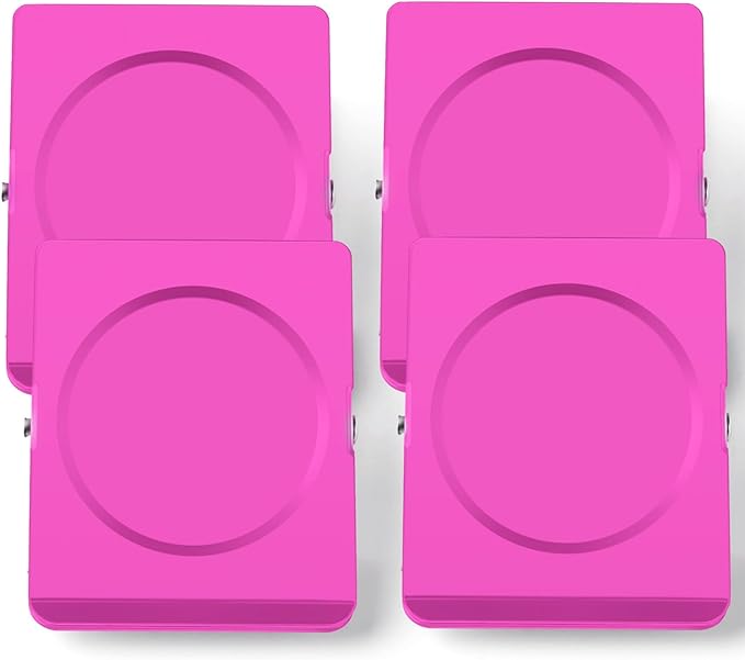 Grtard Strong Magnetic Clips, 2.2 Inch Extra Large Magnetic Clips Heavy Duty, 4Pack Magnet Clip for Fridge, Clip Magnets for Refrigerator, Whiteboard, Classroom, Kitchen, Office Organizer (Pink)
