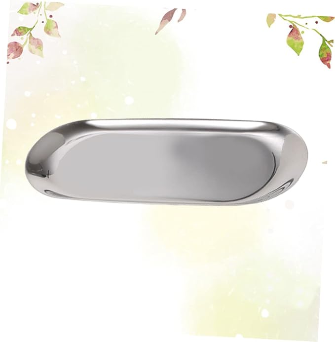 Luxshiny Minimalist Nordic Style Tray Versatile Jewelry Storage Plate Silver for Earrings and Necklaces Elegant Desktop Organizer for Home and Bedroom Use