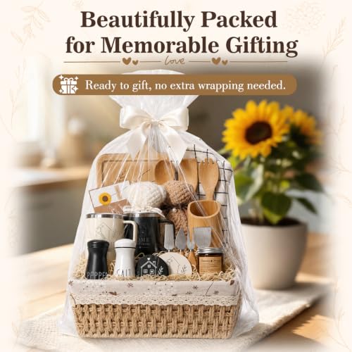 24 Piece Housewarming Gift Basket, New Home Gifts for Couples, Women and Men, New Homeowners, with Insulated Mugs, Charcuterie Board, Kitchen Essentials, Realtor Closing Gift - Image 6