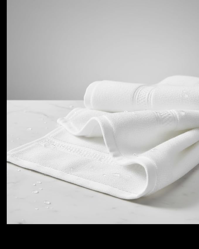HOME ESSENTIALS White 8 Piece Bath Towel Set, 100% Cotton Soft & Super Absorbent Towels for Bathroom – 2 Large Bath Towels, 2 Hand Towels, 4 Washcloths, Quick Dry for Home, Gym & Spa