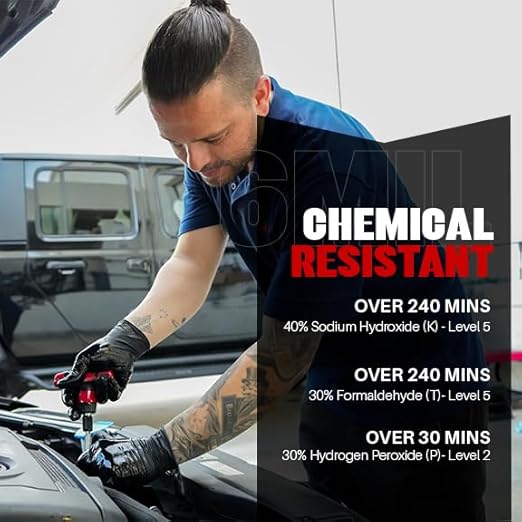 Heavy Duty 6 Mil Black Nitrile Gloves - Disposable, Latex & Powder Free | Mechanic, Food Prep & Tattoo | Rubber Gloves for Cooking, Cleaning & Household |Bulk Case of (1000)