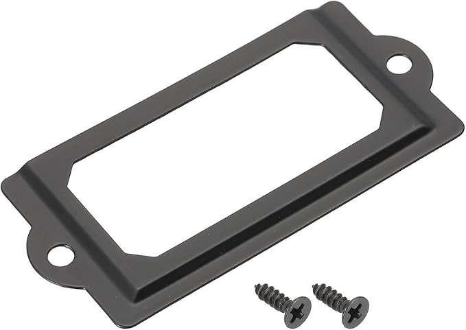 uxcell Metal Label Holders, 70x33mm 60pcs File Name Card Tag Label Holder Frame for Office Library Drawer Cabinet Shelves, Black