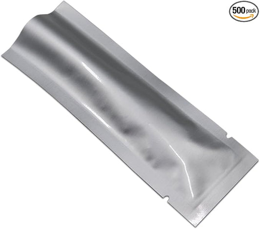 500 Pack 2.16x7.08 inch (Inside Size 1.76x6.68 inch) Heat Seal Sample Pouch Thickened Mylar Foil Bag for Toiletries Travel Packets Single Serving Coffee Powder Condiments Food Storage Containers