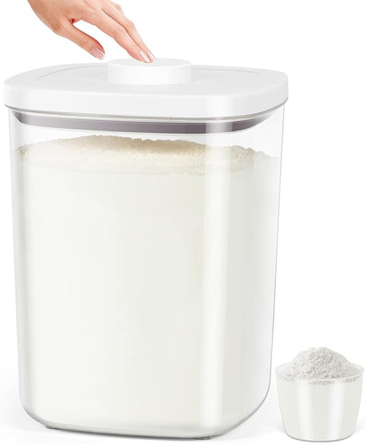Airtight Rice Container 20 Lbs, Clear PET Plastic Food Storage Container Bin For Flour Sugar, Dry Food Holder with Easy Locking Lid for Kitchen Pantry Organization and Storage