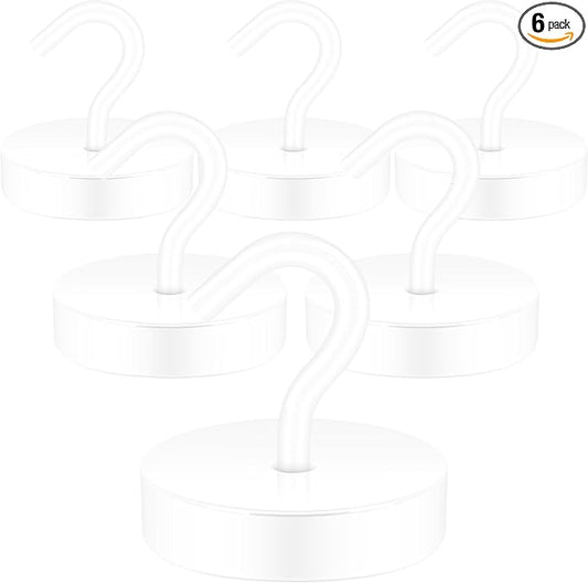 Neosmuk Magnetic Hooks, Cruise Ship Essentials, 120lb+ Heavy Duty Magnetic Hooks for Cruise Cabins, Refrigerator, Grill, Hanging, and Travel | Extra Strong Must-Haves Magnet Hook,White
