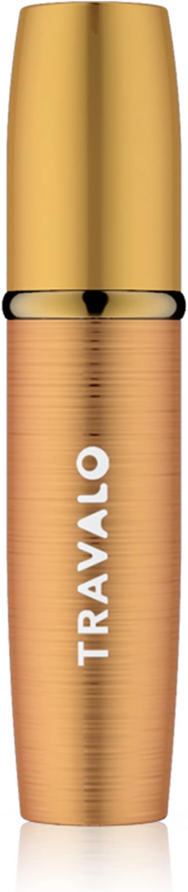 LUX Perfume Atomizer - Leak-Proof and TSA Approved for Air Travel - Reusable Airtight Easy Fill Mini Pump Sprayer - Lightweight Portable - Brushed Polished Metal Alloy Outer Shell - Gold
