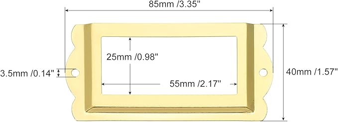 uxcell Metal Label Holders, 85x40mm 5pcs File Name Card Tag Label Holder Frame for Office Library Drawer Cabinet Shelves, Gold Tone