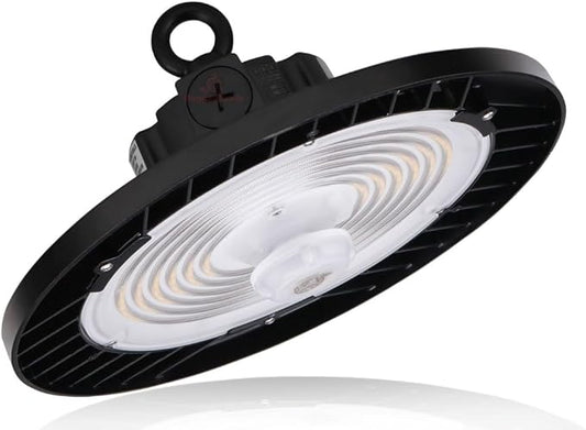 RuggedGrade 150W - Titan VI Series LED High Bay Light UFO with Motion Sensor - 24,750 Lumens - Color Selectable on Fixture 3000K/4000K/5000K - Warehouse, Multisport Gyms/Workshops - DLC 5.1 Premium