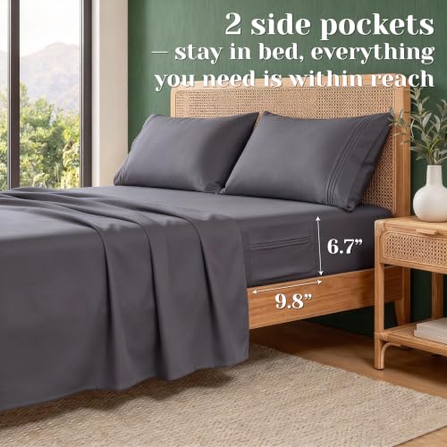 Deep Pocket King Sheet Set, Cooling Bedding With Side Pockets - Image 3