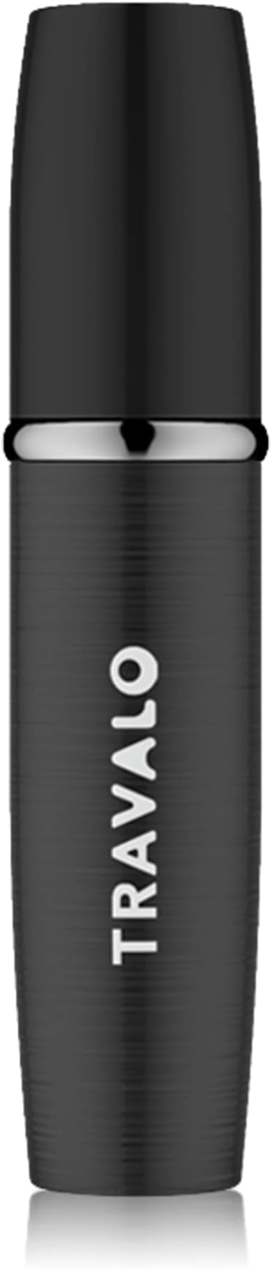 LUX Perfume Atomizer - Leak-Proof and TSA Approved for Air Travel - Reusable Airtight Easy Fill Mini Pump Sprayer - Lightweight Portable - Brushed Polished Metal Alloy Outer Shell - Black