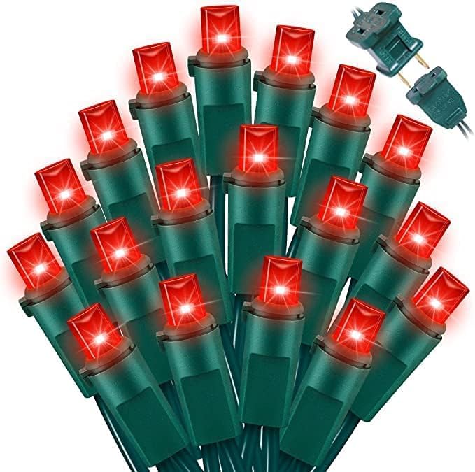 LAMPHOME 60LED Red Valentine Lights, Valentine Room Lights Green Wire, Connectable Plug in red Christmas String Light Indoor Outdoor for Christmas Bedroom Valentines Day Party