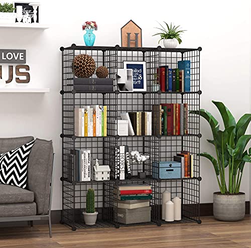 C&AHOME Wire Cube Storage, 12-Cube Storage Organizer Metal, C Grids, Black - Image 3