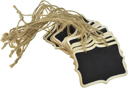 Hahiyo 3.15 x 2.36 Inch Double Sided Chalkboards with Hanging String Help Marking Easy Writing Quick Attach Wood Double-Sided Rectangle Blackboard 15 PCS for Message Signs Food Labels Wedding Party