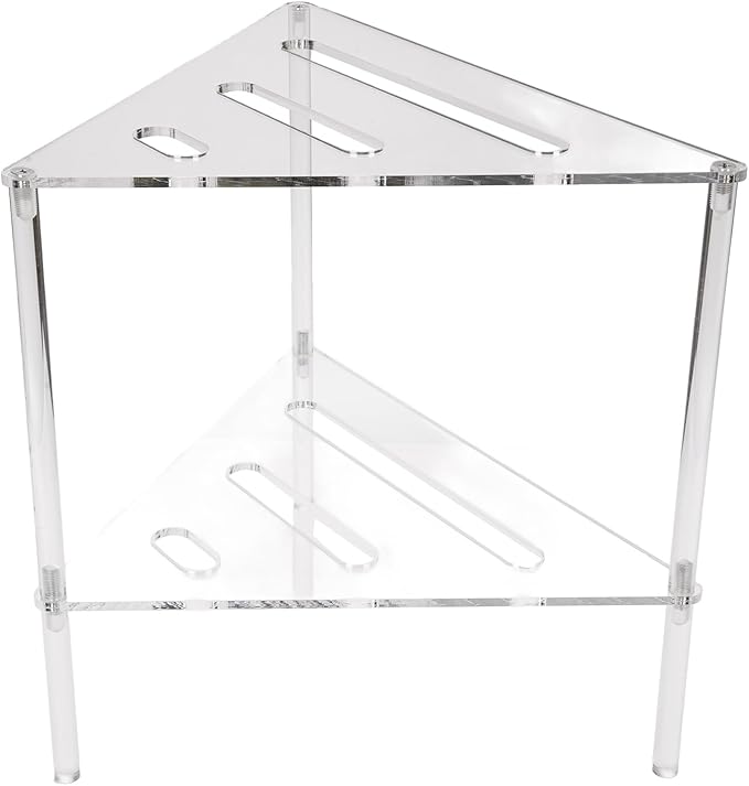 Acrylic Corner Shower Caddy, 2 Tier Floor Standing Organizer for Bathroom Bedroom Kitchen, Multifunctional Use