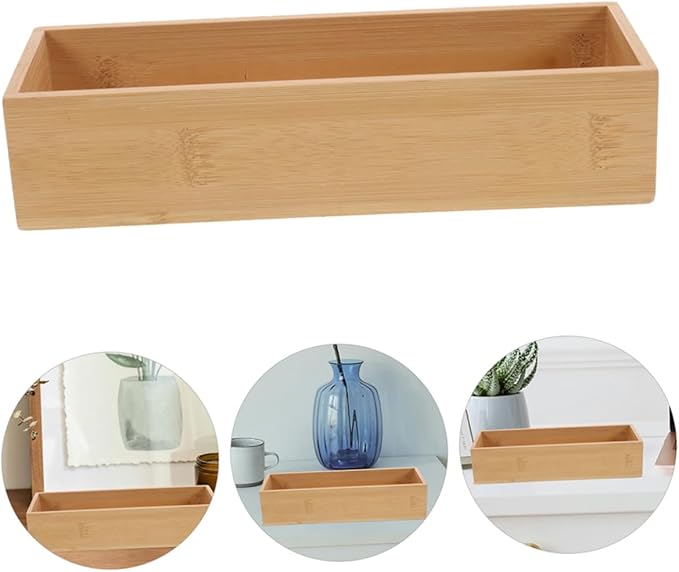 3pcs Organizer Lidless Storage Trays for Kitchen Bathroom Office Desk Solid Wood Construction Spacious Design Modern Minimalist Aesthetic
