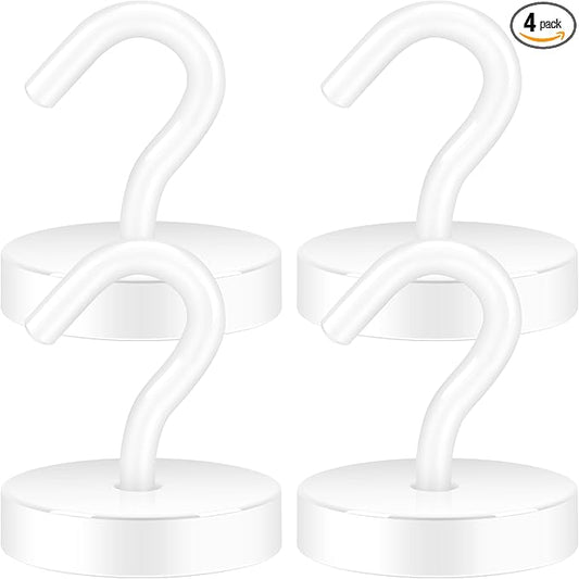 Neosmuk Magnetic Hooks, Cruise Ship Essentials, 10lb+ Heavy Duty Magnetic Hooks for Cruise Cabins, Refrigerator, Grill, Hanging, and Travel | Extra Strong Must-Haves Magnet Hook,White