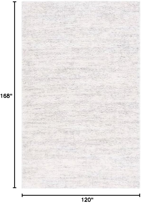 SAFAVIEH Berber Shag Collection Area Rug - 10' x 14', Ivory & Light Grey, 1.2-inch Thick Ideal for High Traffic Areas in Living Room, Bedroom (BER563F)