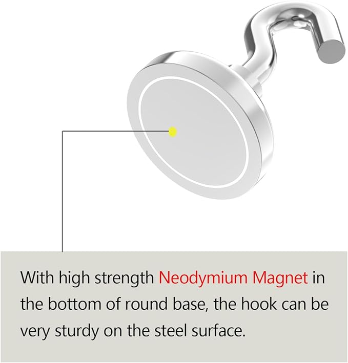 Heavy Duty Magnetic Hooks with 1.25"Dia Magnetic Base,110lbs - 8Pack Super Strong Rare Earth Magnet Hook,Extra Strong Cruise Hook for Hanging,Magnetic Hanger for Cabins,Grill,Metal Surface