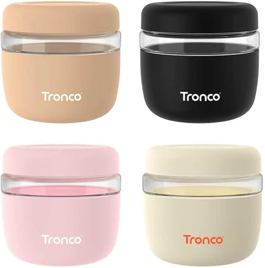 Tronco 24 oz Glass Lunch Bowl Container with Lid, Reusable Glass Food Container for Salad, Snack,Yogurt, Soup Food Storage, Meal Prep, Airtight, Leak & Spill Proof, Dishwasher Safe, BPA-Free, Set of 4