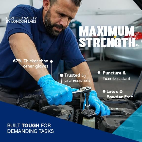 Sky Blue 5 Mil Nitrile Exam Gloves Disposable Latex Free | Medical Rubber Gloves for Doctors, EMT, First Aid Kit, Food Service & Cleaning | Bulk Nitrile for Mechanics (1000 CT) - Small