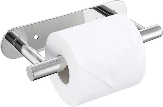 Chrome Toilet Paper Holder, Upgraded SUS304 Stainless Steel Toilet Roll Holder, Modern Double Base Paper Towel Holder Wall Mount for Bathroom, Kitchen, Washroom