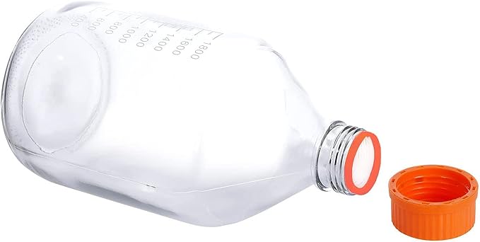 Lab Media Storage Round Bottles Graduated Glass Container GL45 Screw Cap Leakproof Multi-Purpose for Scientific — pack of 1 (Orange,2000ml)