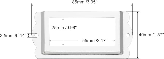 uxcell Metal Label Holders, 85x40mm 10pcs File Name Card Tag Label Holder Frame for Office Library Drawer Cabinet Shelves, Silver Tone