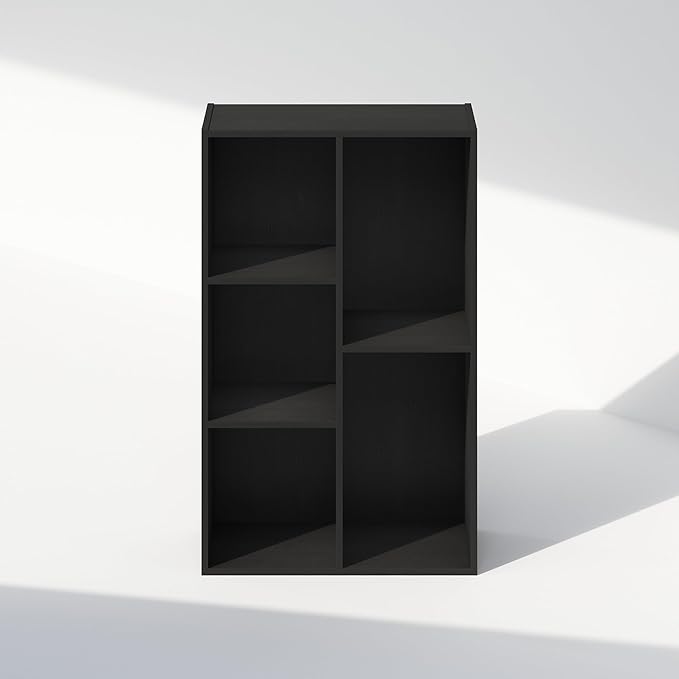 Furinno Reed Closet Organizers and Storage, 5-Cube Reversible Closet Shelves, Organization Shelf, 9.4" x 19.5" x 31.5", for Bedroom, Closet, Blackwood