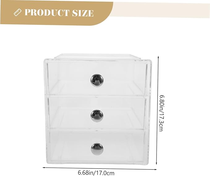 Cosmetic Storage Box 3-layer Organizer Drawers Acrylic Makeup Organizer Tabletop Storage Solution