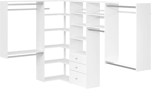 Easy Track PH43-WH Ultimate Corner Wood Kit Closet Organizer in White with Chrome Hardware