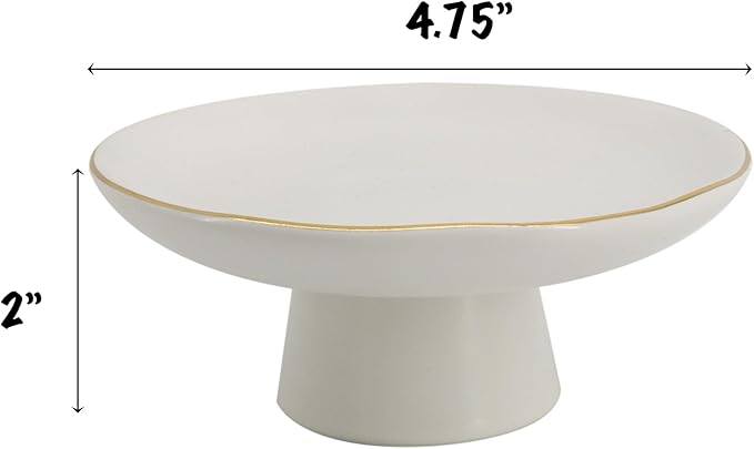 COLLECTIVE HOME - Ceramic Jewelry Tray, Decorative Geometric Jewelry Dish, Luxurious Trinket Tray with High Base, Birthday Mother's Day for Women (Round Glossy Gold)