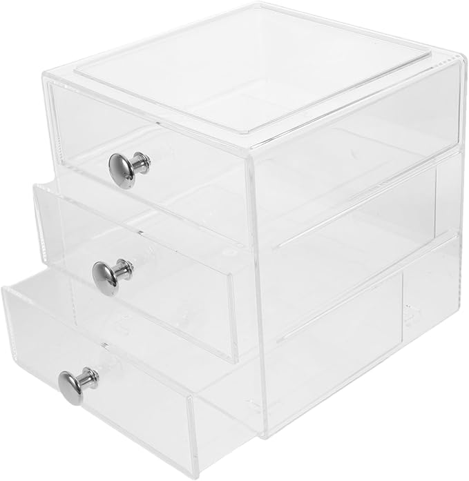 Transparent Multi Functional Drawer Organizer Storage Box for Jewelry Hair Accessories Skincare Stackable Design for Home Office Organization