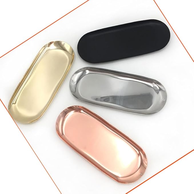 Luxshiny Minimalist Jewelry Tray for Vanity Metal Aromatherapy Tools Storage Plate Display Trinket Dish
