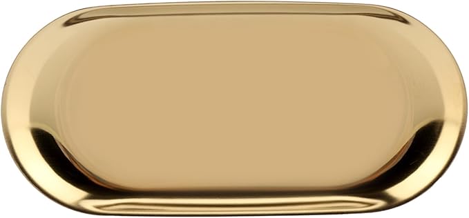 Rengue Nordic Style Stainless Steel Storage Tray, Soft Brass Finish, 9.1x3.7 Inches, Jewelry and Cosmetics Organizer for Home or Office Nordic Style Stainless Steel Storage Tray, Nan (L)