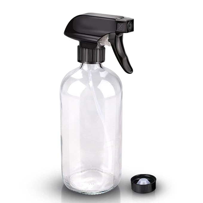 Wedama Glass Spray Bottles, 16 oz Glass Spray Bottles for Cleaning Solutions and Essential Oils, Refillable Empty Spray Bottle with Adjustable Nozzles for Alcohol, Plant and Hair Care (1 Pack)
