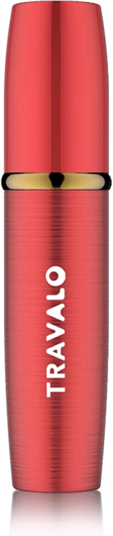 LUX Perfume Atomizer - Leak-Proof and TSA Approved for Air Travel - Reusable Airtight Easy Fill Mini Pump Sprayer - Lightweight Portable - Brushed Polished Metal Alloy Outer Shell Red 0.17oz