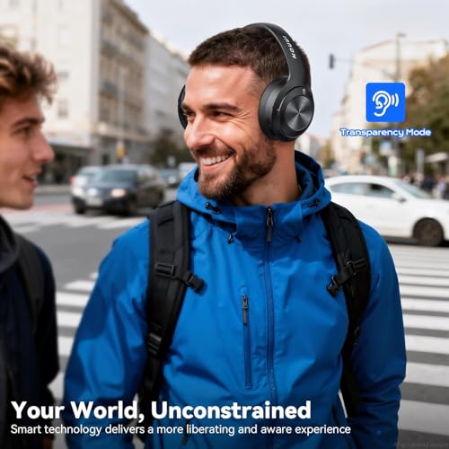 Hybrid Active Noise Cancelling Headphones, Bluetooth Headphones with Hi-Res Audio, 70H Playtime Over Ear Headphones with Fast Charge, ANC Wireless Headphones with Comfort Earcup fo - Image 8