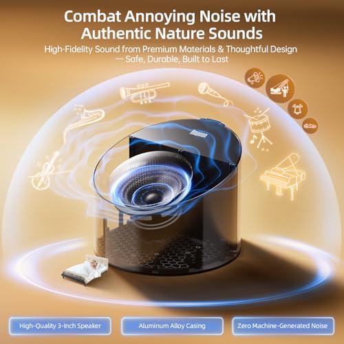 Sound Machine & Aroma Diffuser Pro 4-in-1 Sleep System, Premium Metal Shell with Schumann Resonance &Night Light, White Noise &50+ Natural Sounds -for Sleep, Focus, Relaxation -Adu
