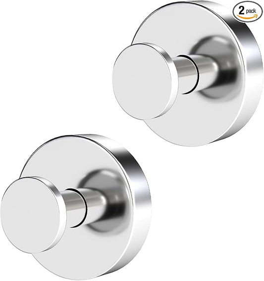 Suction Cup Hooks for Shower, Heavy Duty Towel Hooks for Walls No Damage, Modern Shower Suction Hooks for Kitchen Bathroom Wall, Glass, Mirror, Tile, Hanging Towels Robes, Chrome (2 Pack)