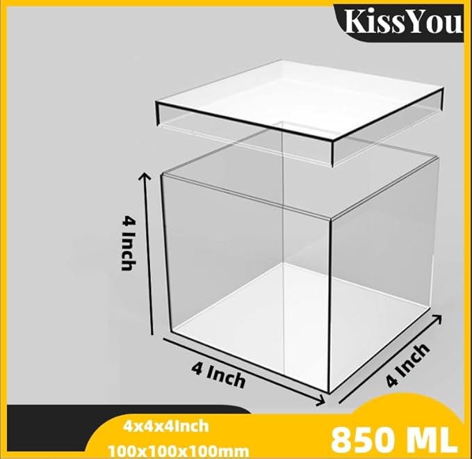 KissYou Acrylic Box 12 Packs Clear Box with Lid Acrylic Candy Boxes Transparent Display Square Cube Jewelry Storage Contanier Easter Decorative Boxes
