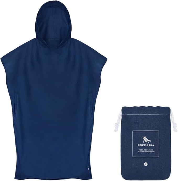Dock & Bay Adult Poncho - Hooded Towel with Deep Pockets, Changing Robe - Quick Dry - Compact, Lightweight - Includes Bag