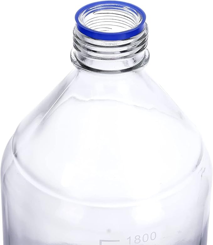 Lab Media Storage Round Bottles Graduated Glass Container GL45 Screw Cap Leakproof Multi-Purpose for Scientific — pack of 1 (Blue,2000ml)