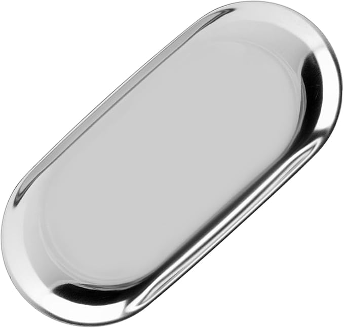 Rengue Nordic Style Stainless Steel Storage Tray, Soft Brass Finish, 9.1x3.7 Inches, Jewelry and Cosmetics Organizer for Home or Office Nordic Style Stainless Steel Storage Tray, Nan (L)