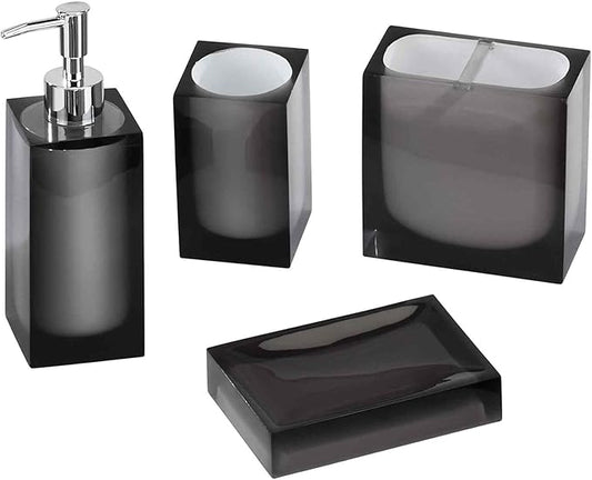Avanti Linens - Accessory Set, Resin Tumbler, Toothbrush Holder, Soap Dish & Lotion Pump, Durable Bath Decor (Soho Collection)