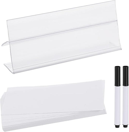 PATIKIL 3.9" x 1.8" Wire Shelf Label Holder, 30 Pack Reusable Plastic Price Tag Display Clip for 0.79" to 0.98" Thick Shelves with Paper Inserts Pens for Home Market Store, Clear
