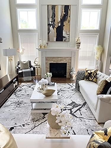 SAFAVIEH Amelia Collection Runner Rug - 2' x 14', Grey & Black, Modern Abstract Design, Non-Shedding & Easy Care, Ideal for High Traffic Areas in Living Room, Bedroom (ALA293K)