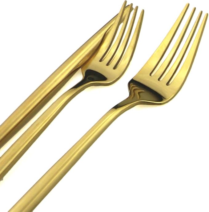 Gugrida Portable Silverware Set - 20-Piece Flatware Cutlery Set - 18/10 Stainless Steel - Mirror Polishing Gold - Travel Elegant Modern Utensils - Service for 4 Include Steak Knife Dinner Fork Spoon