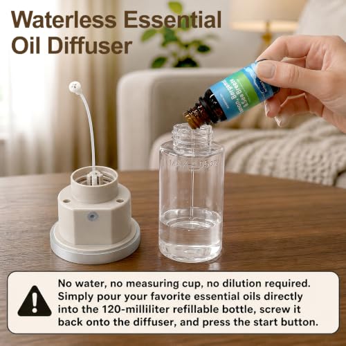 COFUN Waterless Essential Oil Diffuser, Wireless, Aluminum Housing, Silver