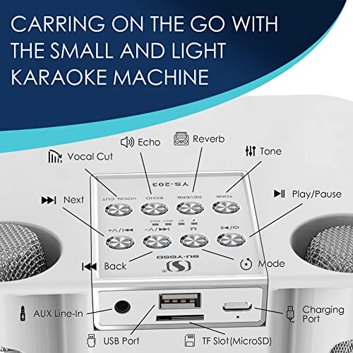 Karaoke Machine for Adults and Kids, Portable Bluetooth Karaoke Speaker with 2 Wireless Microphones for TV, Singing Karaoke for Home Party, Great Gifts for Boys and Girls - Image 4